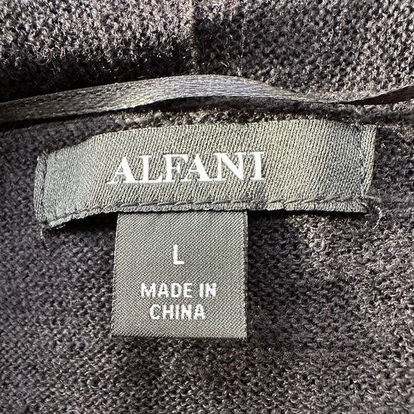 Alfani Open Front Linen Cardigan Black Sweater White Lace Bell Cuffs Size Large - Picture 13 of 16